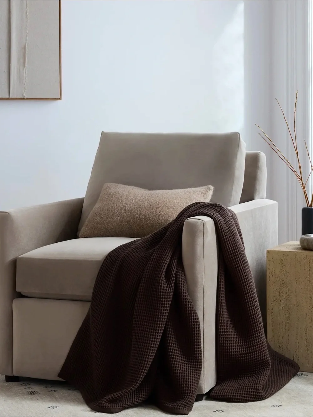 Quince Organic Cotton Waffle Throw in Espresso 50x70